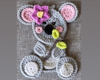 Koala Applique Crochet Pattern, Instant PDF Download, Baby blanket applique, Baby shower gift