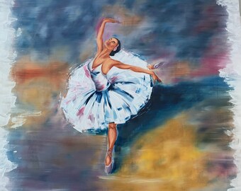 Ballerina Oil on Wood Panel