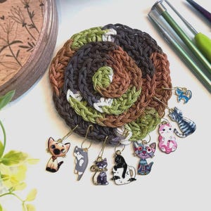 Cat Charm Stitch Markers: Crochet & Knit, Set of 8, crochet progress keepers, row counters, crochet tools, cat lovers gift, MelodyYarnTinka