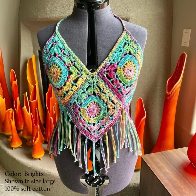 Crochet Top, MelodyYarnTinka, crochet boho top with fringe, festival top, cover up, coachella top, boho, crochet, festival boho top, Melody 