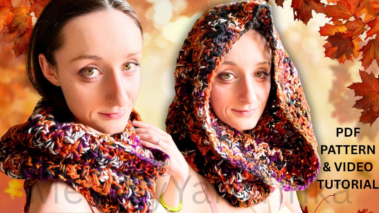 Crochet Cowl Hood Scarf Pattern, Easy Beginner PDF (digital Download ...