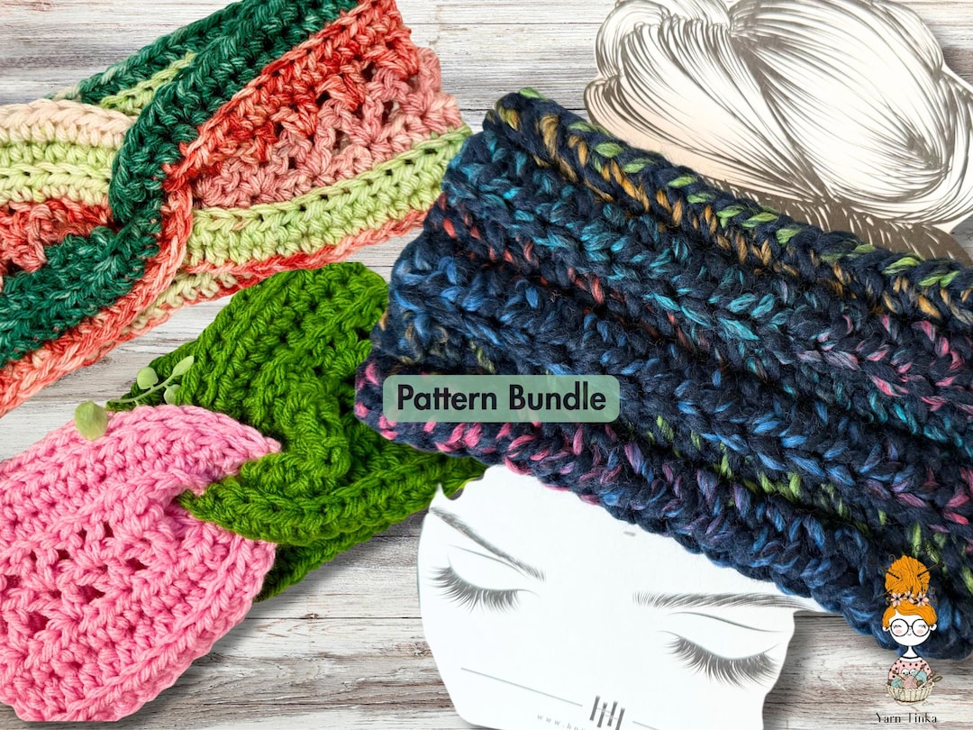 Crochet Pattern, Ear Warmer Pattern Bundle, Crochet Headband Patterns ...