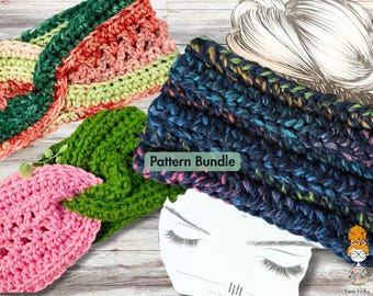 Crochet pattern, ear warmer pattern bundle, crochet headband patterns, PDF Digital file, crochet winter head warmer crochet, Melodyyarntinka