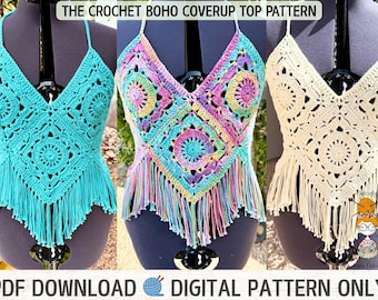Boho Häkelmuster, gehäkeltes Sommer Festival Top mit Muster, gehäkeltes Sommer Festival Top, MelodyYarnTinka