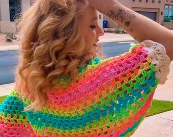 Crochet Shrug Pattern, Granny Stripe Shrug, Easy and Simple, Beginner friendly, PDF instant download with video tutorial, MelodyYarnTinka