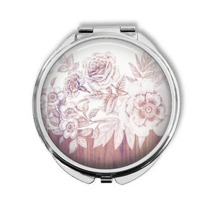 Floral Wood Print - Make Up Pocket Mirror for Cosmetics BCM241