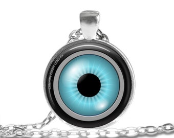 CAMERA Lens Art Pendant Necklace, SILVER BEZEL BPN79