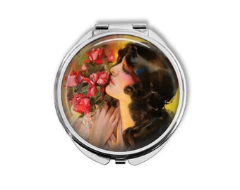 Pin Up Girl Beauty Roses - Make Up Pocket Mirror for Cosmetics BCM268