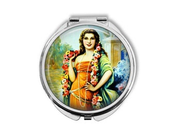 Art Nouveau Goddess Rose Lady Flowers - Make Up Pocket Mirror for Cosmetics BCM269