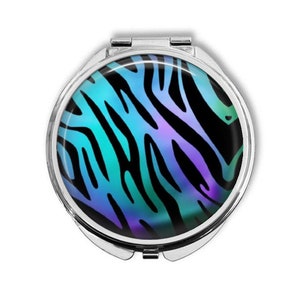 Zebra Animal Print Blue Purple Ombre - Make Up Pocket Mirror for Cosmetics BCM261