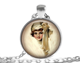 Vintage BEAUTY - Art Pendant Necklace, SILVER BEZEL BPN481