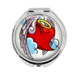 Angel Heart Tattoo Wings Memorial - Make Up Pocket Mirror for Cosmetics BCM257