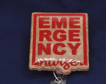 Emergency Nurse Badge Reel, RN Badge Reel, Nurse Gift, Glitter Badge Holder