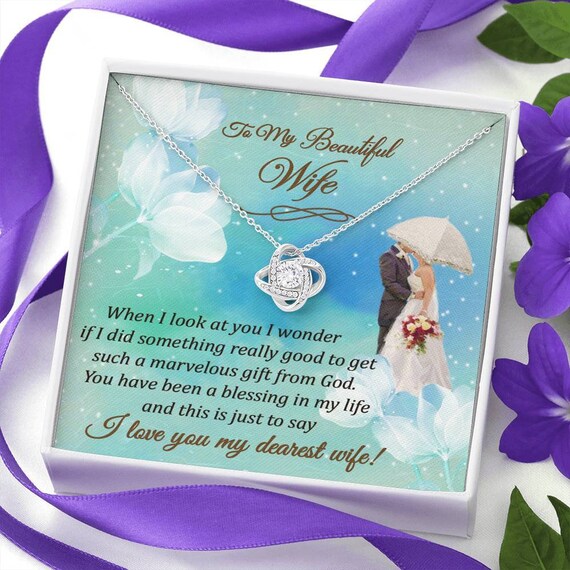 I Love You My Dearest Wife Love Knot Necklace Etsy