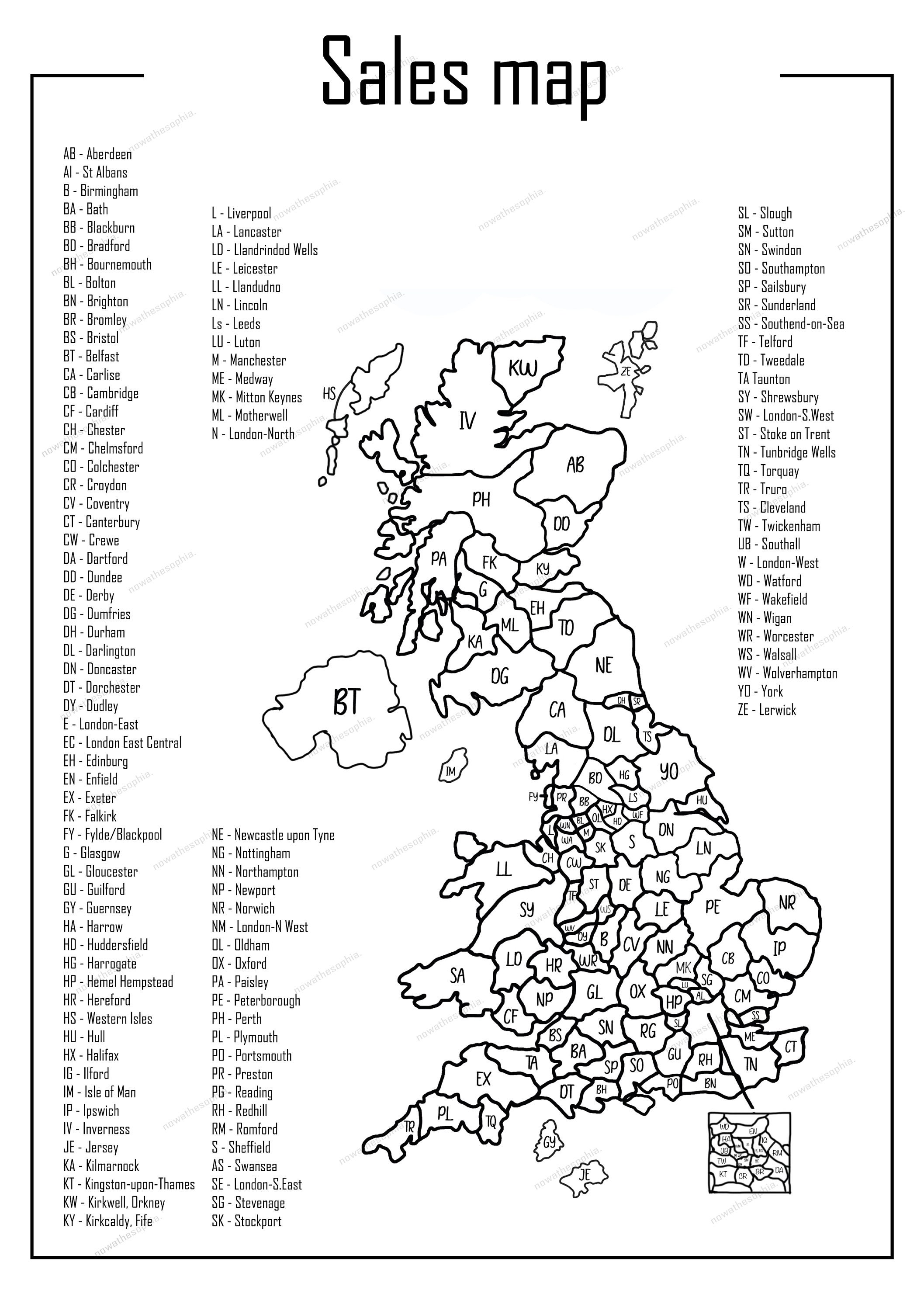 Sales Map / UK Sales Map /etsy Sales Map / Postcode Sales Map Etsy UK