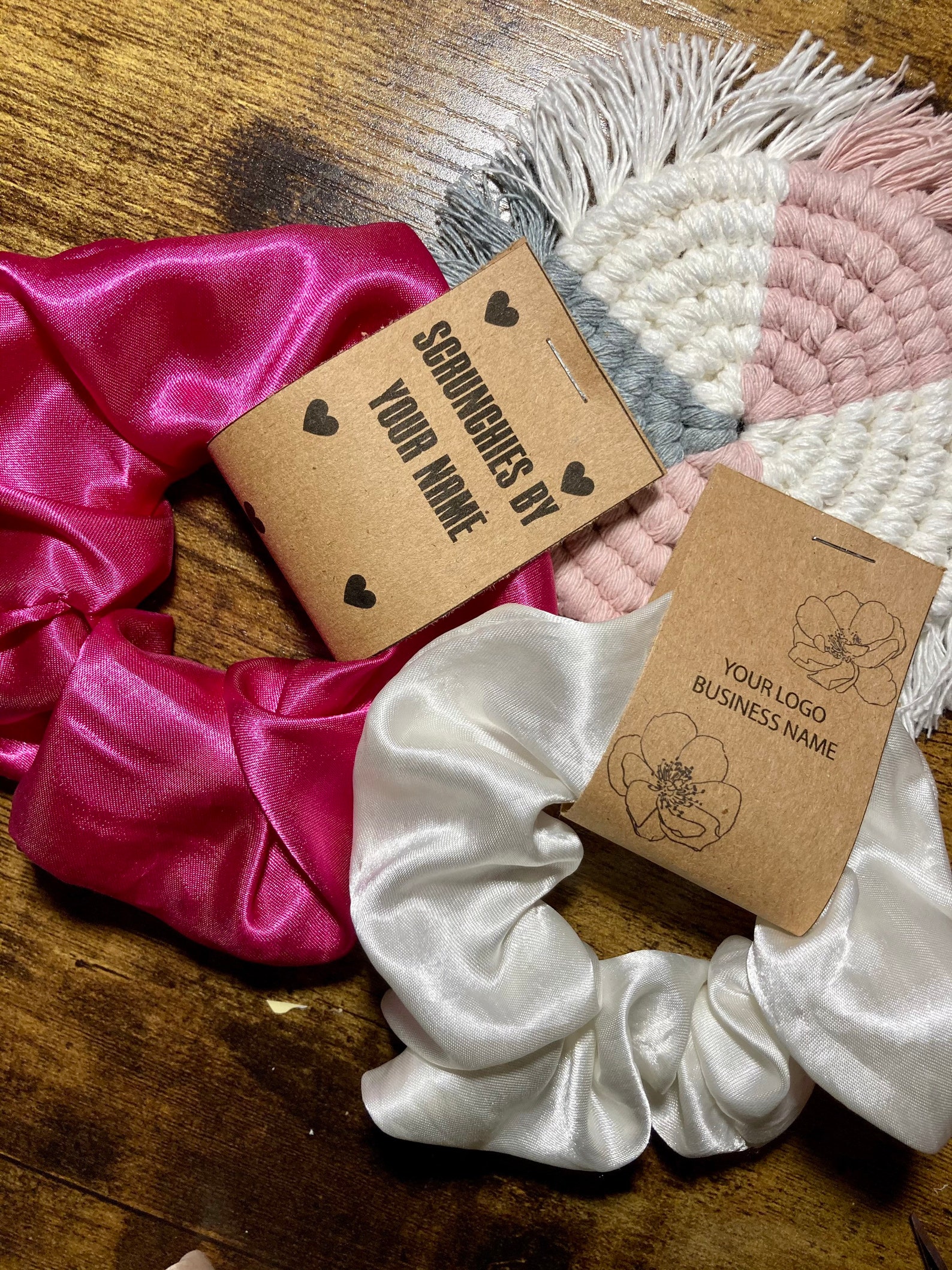 Personalised Scrunchies tag Display card Hanging tag Scrunchie Etsy