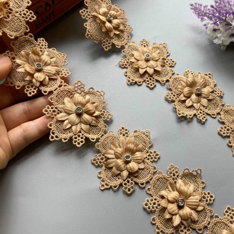 1 yard Gold Pearl Beaded Embroidered Flower Lace Trim Floral Etsy