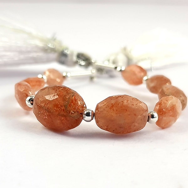 Sunstone Beads/Sunstone Gemstone Faceted Beads 4"Inch/1 Strand Sunstone Nugget Shape Beads/For Making Jewelry/6x5 To 10x8mm/F-689