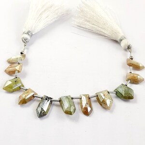 Green Kyanite Beads/Green Kyanite Gemstone/faceted Green Kyanite Fancy Shape 4&#39;&#39;Inch 1 Strand/Green Kyanite Beads/10x6 To 13x7mm/F-2193