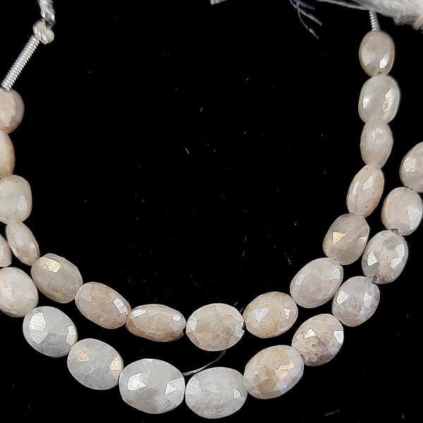 Natural White Sillimanite Beads/Sillimanite Briolette 1 Strand/Oval Shape Faceted Sillimanite Gemstone 4''Inch/For Making Jewelry/6x5-7x5mm