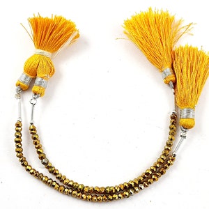 Attractive Golden Pyrite Beads/Rondell Shape Golden Pyrite Faceted Strand/4&#39;&#39;Inch 1 Strand/For Making Jewelry/3x3mm/F-1661