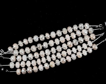 Beautiful White Grepolite Beads/Special Rondelle Shape Faceted White Grepolite Stone/4" White Grepolite Gemstone/8x8mm