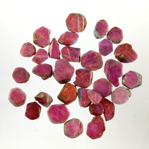 Ruby Zoisite Gemstone Slices: Raw Jewelry Making Pieces (6x5 to 12x5mm, 9 PCS)