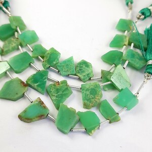 Natural Chrysoprase Beads/29.50.Ct Slice Shape Smooth Loose Briolette Beads/Chrysoprase Gemstone/4 Inch&quot;1 Strand Briolette/10 To 17MM/ F-547