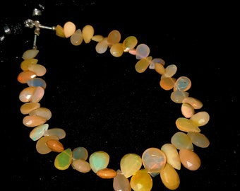 Yellow Ethiopian Opal Beads/Faceted Ethiopian Opal Crystal/8" Opal Strand/Ethiopian Gemstone/9x5 To 11x8mm
