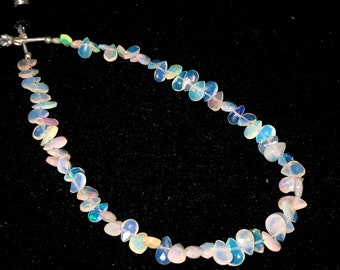 22 CTs Pear Shape Ethiopian Opal Beads/Faceted Ethiopian Opal Stone/8" Opal Beads Gemstone/Ethiopian Opal/5x4 To 7x5mm