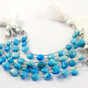 Natural Arizona Turquoise Beads/Heart Shape Cabochon Arizona Turquoise Gemstone 4&#39;&#39;Inch 1 Strand/Best Quality Turquoise Gemstone/6 To 8mm