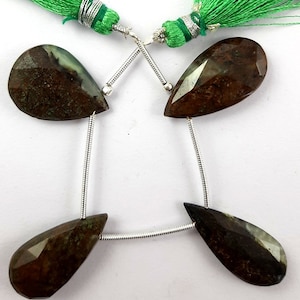 56 Ct. Natural Bio Chrysoprase 4&quot;Inch Beads/ Pear Shape Beads/Amaze Quality Bio Chrysoprase Strand/Faceted Gemstone/22x16 to 28x12mm F-525