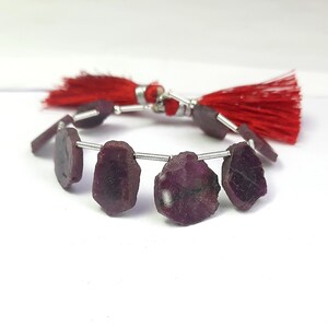 Natural Ruby Slice Beads: Smooth Red Ruby Strand, 4 Inch
