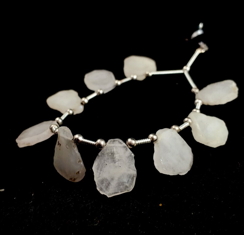 Natural White Sapphire Glass Filled BeadsSapphire Slice Shape Briolette Beads 4/'InchSmooth Sapphire BeadsSapphire Gemstone StrandD-2522