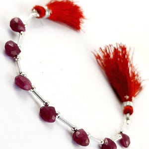 Naturalne różowe rubinowe koraliki w kształcie serca, fasetowany sznur kamieni szlachetnych (7 x 7 mm)