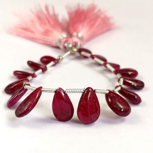 Pear Cabochon Ruby Strand: 4 Inch Gemstone Beads