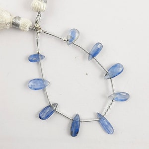 Blue Kyanite Beads/Pear Shape Faceted Lester Blue Kyanite Briolette Strand/4&#39;&#39;Inch Strand/Blue Kyanite Gemstone/8x3 To 13x5mm/F-2988