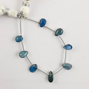Blue Kyanite Beads/Pear Shape Faceted Lester Blue Kyanite Briolette Strand/4&#39;&#39;Inch Strand/Blue Kyanite Gemstone/6x4 To 8x5mm/F-2984