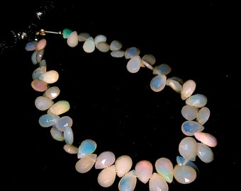 Summer Sale - Ethiopian Opal Beads/Faceted Ethiopian Opal Strand/8" Opal Beads Gemstone/Ethiopian Opal/7x5 To 10x7mm