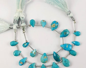 Arizona Turquoise Beads/Pear Shape Faceted Arizona Turquoise Gemstone 4''Inch 1 Strand/Best Quality Turquoise Gemstone/8x5-14x9mm