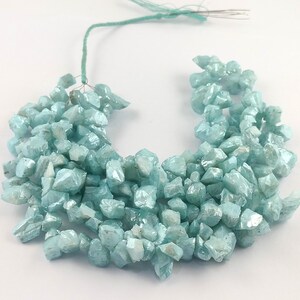 Unique Aqua Quartz Beads/Raw Shape Smooth Aqua Quartz Beads/16&#39;&#39;Inch 1 Strand/Aqua Quartz Beads/For Making Jewellery/9x7 To 13x7mm/F-3009
