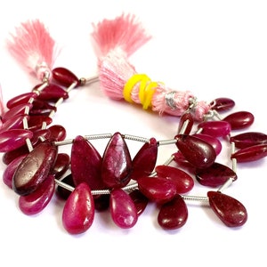Supreme Ruby Beads/Pear Shape Ruby Strand/Cabochon Ruby Briolette Beads 4''Inch 1 Strand/Top Quality Ruby Stone/Making For Jewelry/B-1475