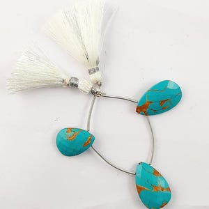 Mohave Turquoise Beads/Pear Shape Faceted Mohave Turquoise Briolette/4&quot; Inches Mohave Turquoise Strand/For Making Jewelry/18x13 To 22x14mm
