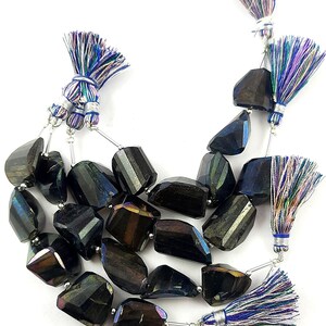 Mystic Smoky Rainbow Quartz Beads/Tumble Shape Rainbow Quartz Faceted Briolette/4&#39;&#39;Inch Strand/For Making Precious Jewelry/18x13 to 22x14mm