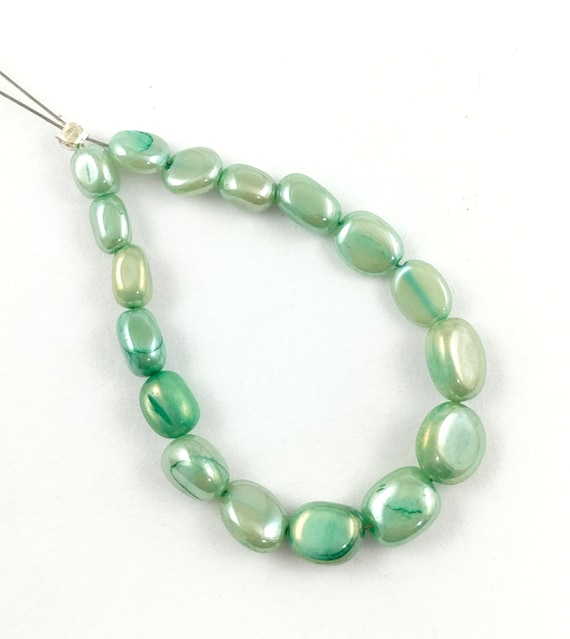 Green Moonstone Beads/fancy Shape Smooth Green Moonstone Strand/4