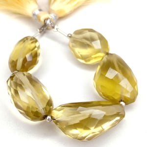 Wonderful Lemon Quartz Gemstone/Lemon Quartz Tumble Shape Beads 4&#39;&#39;Inchs/Faceted Lemon Quartz 1 Strand Briolette/For Making Jewelry/C-91