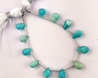 Arizona Turquoise Beads/Teardrops Shape Faceted Arizona Turquoise Gemstone 4''Inch 1 Strand/AAA Quality Turquoise Gemstone/7x5 To 8x5mm