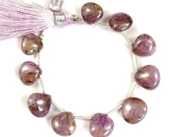 Ultimate Purple Rutile Beads/Purple Rutile Heart Gemstone 1 Strand/Purple Rutile 4''Inch For Jewelry/Purple Rutile Briolette Beads/B-1441