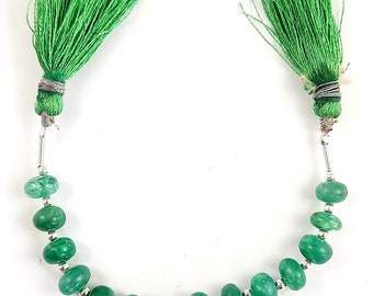 AAA Emerald Beads/Rondelle Shape Emerald Cabochon Strand /4''Inch Emerald Gemstone/For Making Jewelry/6 To 8mm/F-1995