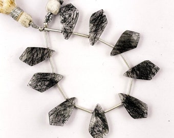 Black Rutile Briolette/Fancy Shape Faceted Black Rutile Gemstone 4''Inch 1 Strand/Black Rutile Gemstone/15x8mm